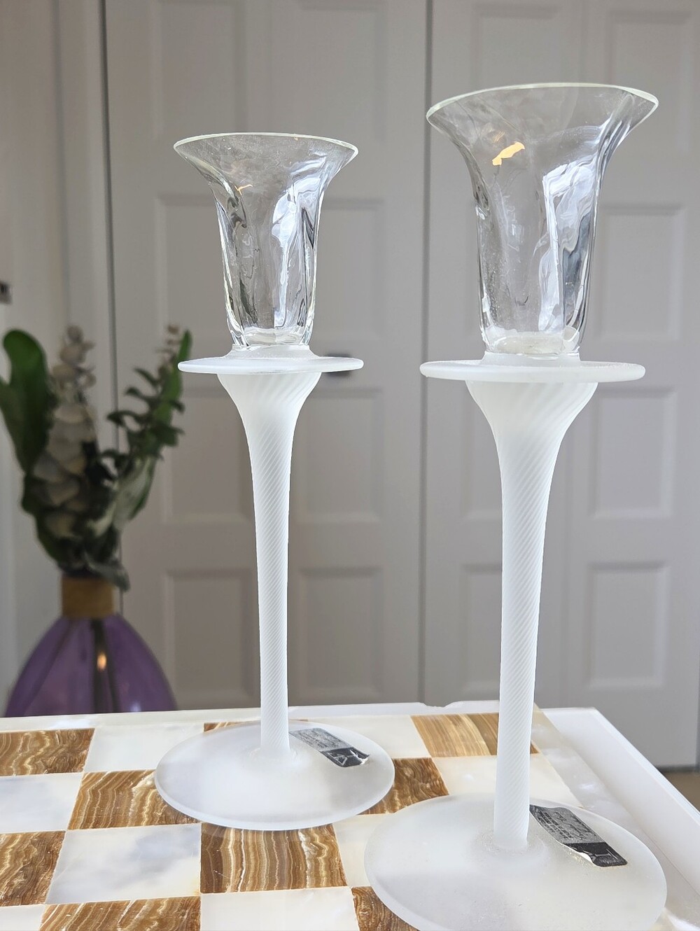 Lead Crystal Glass Candlestick Holders